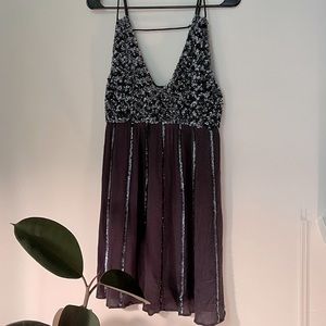 Free People Sequined Sparkly Dress— Strappy Sparkly Black Dress S / M Intimately